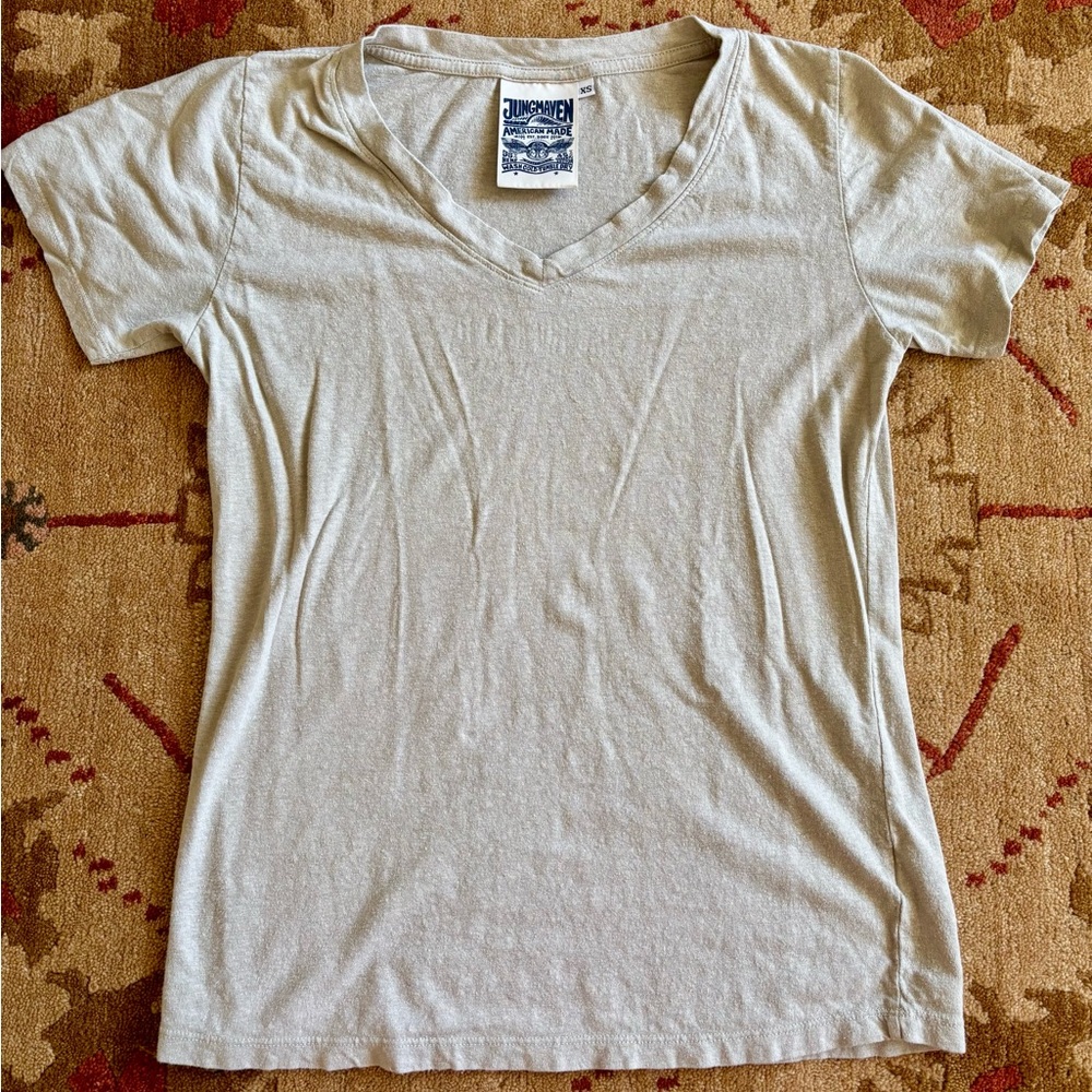 Jungmaven XS paige v neck t shirt Canvas tan